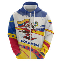 Colombia Christmas Hoodie with Santa Skiing Colombian Flag and Holiday Ornament - Wonder Print Shop