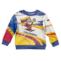 Colombia Christmas Kid Ugly Christmas Sweater with Santa Skiing Colombian Flag and Holiday Ornament - Wonder Print Shop