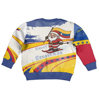 Colombia Christmas Kid Ugly Christmas Sweater with Santa Skiing Colombian Flag and Holiday Ornament - Wonder Print Shop