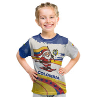 Colombia Christmas Kid T Shirt with Santa Skiing Colombian Flag and Holiday Ornament - Wonder Print Shop