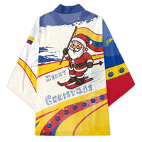 Colombia Christmas Kimono with Santa Skiing Colombian Flag and Holiday Ornament - Wonder Print Shop