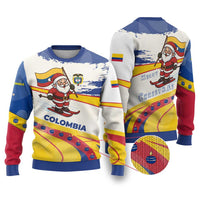 Colombia Christmas Ugly Christmas Sweater with Santa Skiing Colombian Flag and Holiday Ornament - Wonder Print Shop