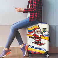 Colombia Christmas Luggage Cover with Santa Skiing Colombian Flag and Holiday Ornament - Wonder Print Shop