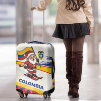 Colombia Christmas Luggage Cover with Santa Skiing Colombian Flag and Holiday Ornament - Wonder Print Shop