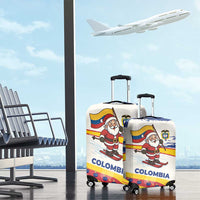 Colombia Christmas Luggage Cover with Santa Skiing Colombian Flag and Holiday Ornament - Wonder Print Shop