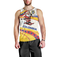 Colombia Christmas Men Tank Top with Santa Skiing Colombian Flag and Holiday Ornament - Wonder Print Shop