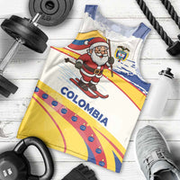 Colombia Christmas Men Tank Top with Santa Skiing Colombian Flag and Holiday Ornament - Wonder Print Shop