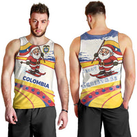 Colombia Christmas Men Tank Top with Santa Skiing Colombian Flag and Holiday Ornament - Wonder Print Shop