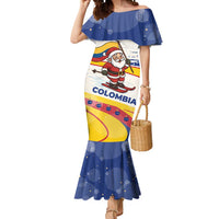 Colombia Christmas Mermaid Dress with Santa Skiing Colombian Flag and Holiday Ornament - Wonder Print Shop