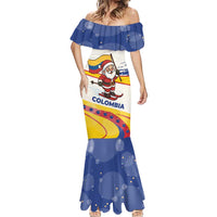 Colombia Christmas Mermaid Dress with Santa Skiing Colombian Flag and Holiday Ornament - Wonder Print Shop