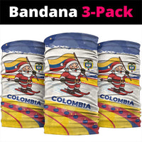 Colombia Christmas Neck Gaiter with Santa Skiing Colombian Flag and Holiday Ornament - Wonder Print Shop
