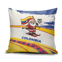 Colombia Christmas Pillow Cover with Santa Skiing Colombian Flag and Holiday Ornament - Wonder Print Shop