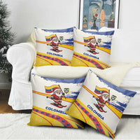 Colombia Christmas Pillow Cover with Santa Skiing Colombian Flag and Holiday Ornament - Wonder Print Shop