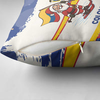 Colombia Christmas Pillow Cover with Santa Skiing Colombian Flag and Holiday Ornament - Wonder Print Shop