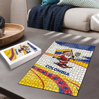 Colombia Christmas Puzzle with Santa Skiing Colombian Flag and Holiday Ornament - Wonder Print Shop