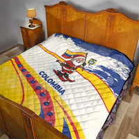 Colombia Christmas Quilt with Santa Skiing Colombian Flag and Holiday Ornament - Wonder Print Shop