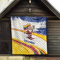 Colombia Christmas Quilt with Santa Skiing Colombian Flag and Holiday Ornament - Wonder Print Shop