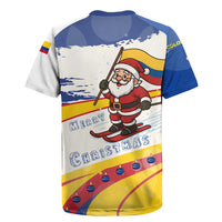 Colombia Christmas Rugby Jersey with Santa Skiing Colombian Flag and Holiday Ornament - Wonder Print Shop