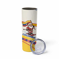 Colombia Christmas Skinny Tumbler with Santa Skiing Colombian Flag and Holiday Ornament - Wonder Print Shop