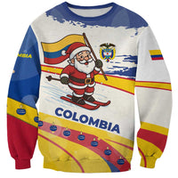 Colombia Christmas Sweatshirt with Santa Skiing Colombian Flag and Holiday Ornament - Wonder Print Shop