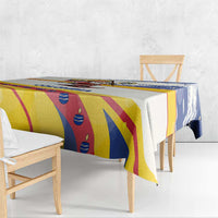 Colombia Christmas Tablecloth with Santa Skiing Colombian Flag and Holiday Ornament - Wonder Print Shop