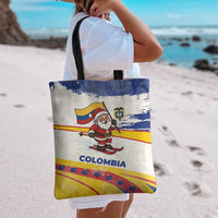 Colombia Christmas Tote Bag with Santa Skiing Colombian Flag and Holiday Ornament - Wonder Print Shop