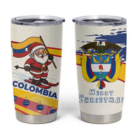 Colombia Christmas Tumbler Cup with Santa Skiing Colombian Flag and Holiday Ornament - Wonder Print Shop