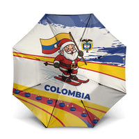 Colombia Christmas Umbrella with Santa Skiing Colombian Flag and Holiday Ornament - Wonder Print Shop