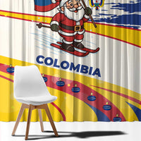 Colombia Christmas Window Curtain with Santa Skiing Colombian Flag and Holiday Ornament - Wonder Print Shop