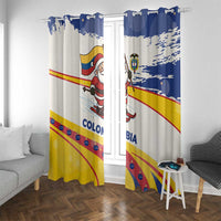 Colombia Christmas Window Curtain with Santa Skiing Colombian Flag and Holiday Ornament - Wonder Print Shop