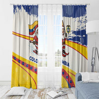 Colombia Christmas Window Curtain with Santa Skiing Colombian Flag and Holiday Ornament - Wonder Print Shop