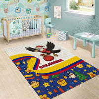 Colombia Christmas Area Rug with Santa Condor Gift Bag and Holiday Food Pattern - Wonder Print Shop