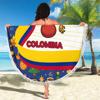 Colombia Christmas Beach Blanket with Santa Condor Gift Bag and Holiday Food Pattern - Wonder Print Shop