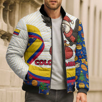 Colombia Christmas Bomber Puffer Jacket with Santa Condor Gift Bag and Holiday Food Pattern - Wonder Print Shop