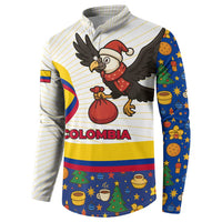 Colombia Christmas Button Sweatshirt with Santa Condor Gift Bag and Holiday Food Pattern - Wonder Print Shop