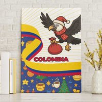 Colombia Christmas Canvas Wall Art with Santa Condor Gift Bag and Holiday Food Pattern - Wonder Print Shop
