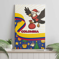 Colombia Christmas Canvas Wall Art with Santa Condor Gift Bag and Holiday Food Pattern - Wonder Print Shop