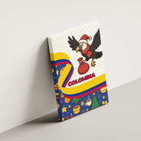 Colombia Christmas Canvas Wall Art with Santa Condor Gift Bag and Holiday Food Pattern - Wonder Print Shop