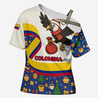 Colombia Christmas Cross Shoulder Shirt with Santa Condor Gift Bag and Holiday Food Pattern - Wonder Print Shop