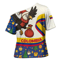 Colombia Christmas Cross Shoulder Shirt with Santa Condor Gift Bag and Holiday Food Pattern - Wonder Print Shop