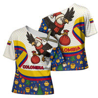 Colombia Christmas Cross Shoulder Shirt with Santa Condor Gift Bag and Holiday Food Pattern - Wonder Print Shop