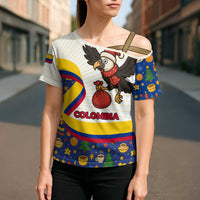 Colombia Christmas Cross Shoulder Shirt with Santa Condor Gift Bag and Holiday Food Pattern - Wonder Print Shop