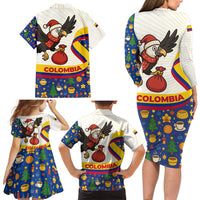 Colombia Christmas Family Matching Long Sleeve Bodycon Dress and Hawaiian Shirt with Santa Condor Gift Bag and Holiday Food Pattern - Wonder Print Shop