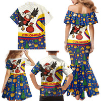Colombia Christmas Family Matching Mermaid Dress and Hawaiian Shirt with Santa Condor Gift Bag and Holiday Food Pattern - Wonder Print Shop