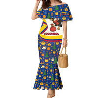 Colombia Christmas Family Matching Mermaid Dress and Hawaiian Shirt with Santa Condor Gift Bag and Holiday Food Pattern - Wonder Print Shop