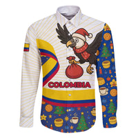 Colombia Christmas Family Matching Off The Shoulder Long Sleeve Dress and Hawaiian Shirt with Santa Condor Gift Bag and Holiday Food Pattern - Wonder Print Shop