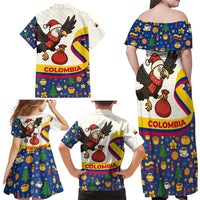 Colombia Christmas Family Matching Off Shoulder Maxi Dress and Hawaiian Shirt with Santa Condor Gift Bag and Holiday Food Pattern - Wonder Print Shop