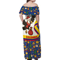 Colombia Christmas Family Matching Off Shoulder Maxi Dress and Hawaiian Shirt with Santa Condor Gift Bag and Holiday Food Pattern - Wonder Print Shop