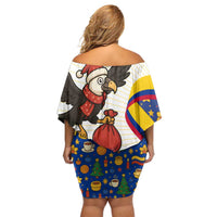 Colombia Christmas Family Matching Off Shoulder Short Dress and Hawaiian Shirt with Santa Condor Gift Bag and Holiday Food Pattern - Wonder Print Shop