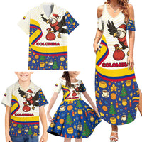 Colombia Christmas Family Matching Summer Maxi Dress and Hawaiian Shirt with Santa Condor Gift Bag and Holiday Food Pattern - Wonder Print Shop